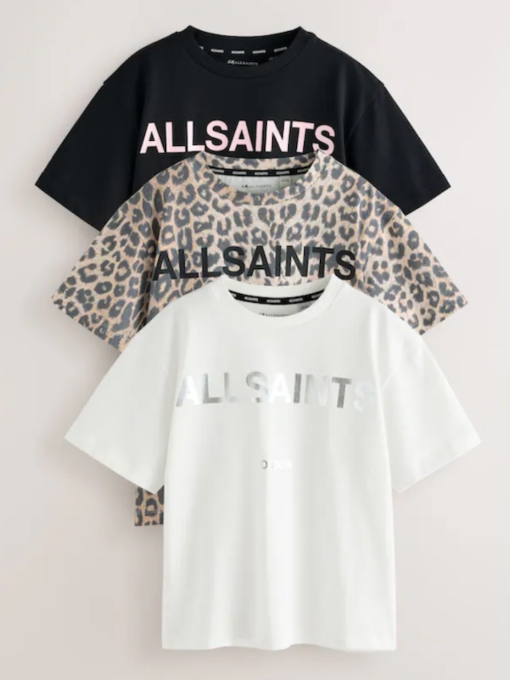 smALLSAINTS Leopard/Black Oversized Girls Logo T-Shirts 3 Pack Size 13-14 Years